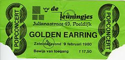 Golden Earring show ticket February 09 1980 Poeldijk -  De Leuningjes